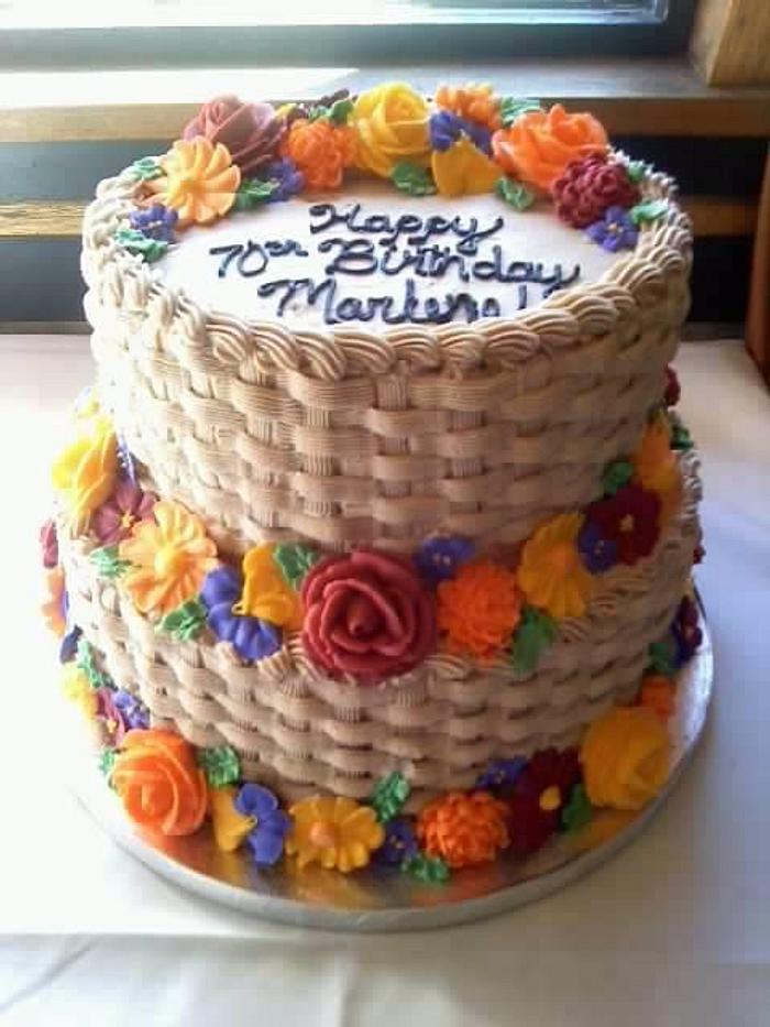 Floral Basketweave Cake - Wilton