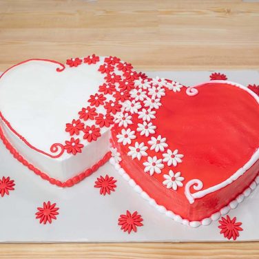 double heart engagement cake