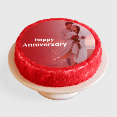 red velvet flavor wedding anniversary photo cake