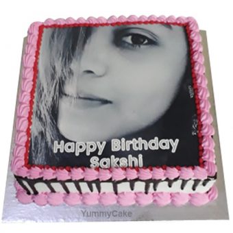 birthday cake with photo and name