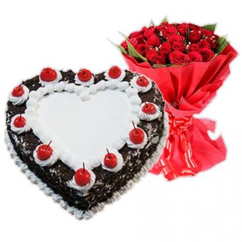 black forest cake with 12 roses