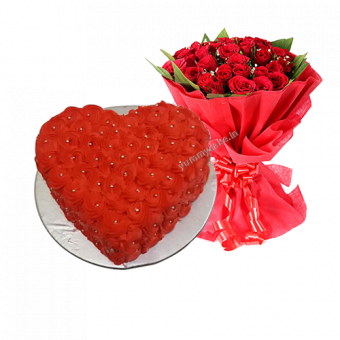 cake with red roses online