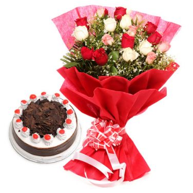 mixed roses and cakes online
