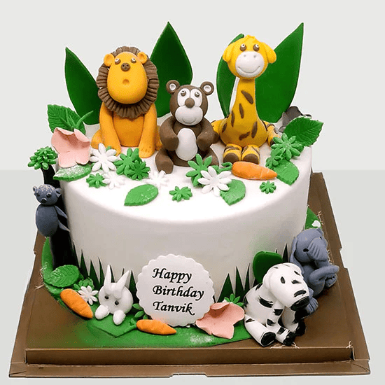 Forest Animal Birthday Cake | Animal Birthday Cake | Order Custom Cakes in  Bangalore – Liliyum Patisserie & Cafe