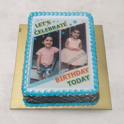1st Birthday photo cake for baby girl