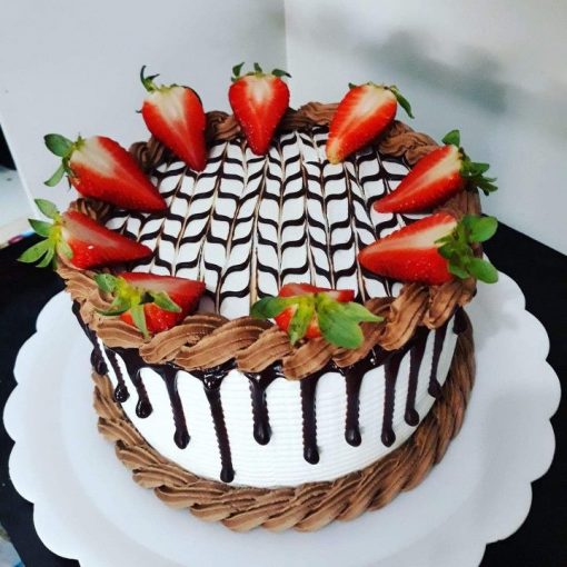 black forest cake with fresh strawberries