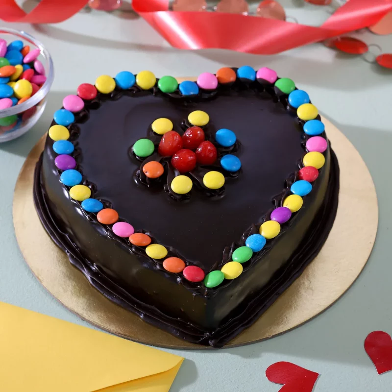 Gems Chocolate Truffle Heart Shape cake