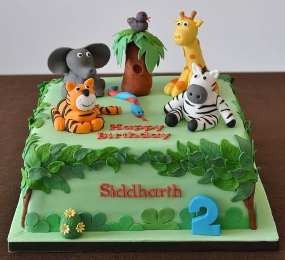 Adorable safari jungle theme animal cake (30 days full month cake, 1 one  month or birthday celebration), Food & Drinks, Homemade Bakes on Carousell