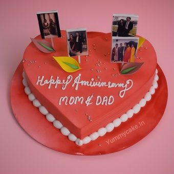Heart Shaped Happy Anniversary Cake
