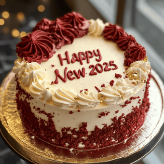 happy new year gift red velvet cake