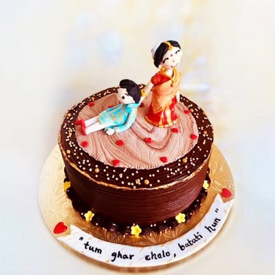 Bride Dragging Groom Cake