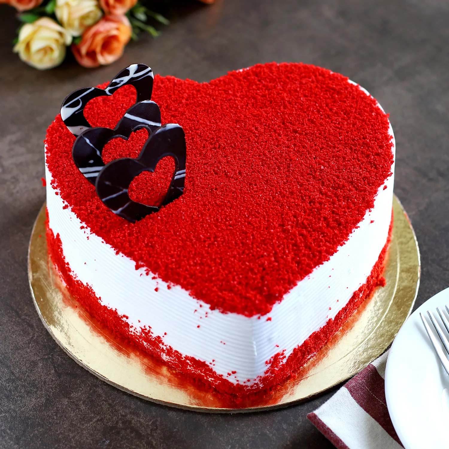 red velvet cake heart shape