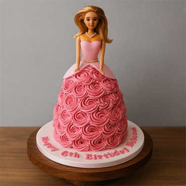Pink Rosette Barbie Cake