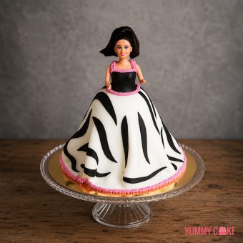 Zebra Print Barbie Doll Cake
