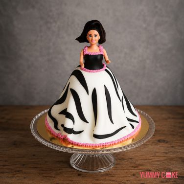 Zebra Print Barbie Doll Cake