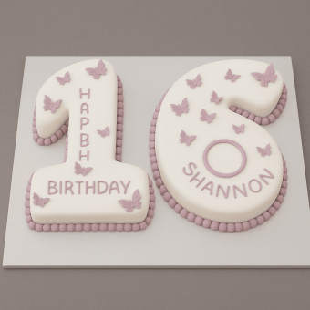 number theme 16th birthday cake