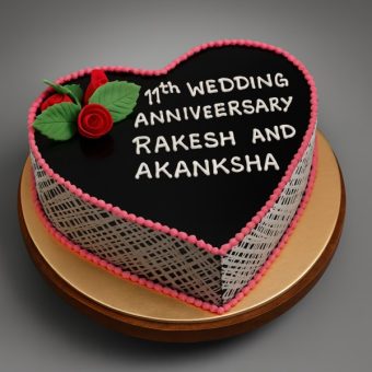 black forest heart shaped cake for 11th anniversary