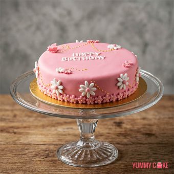 Pink & White Flower Birthday Cake