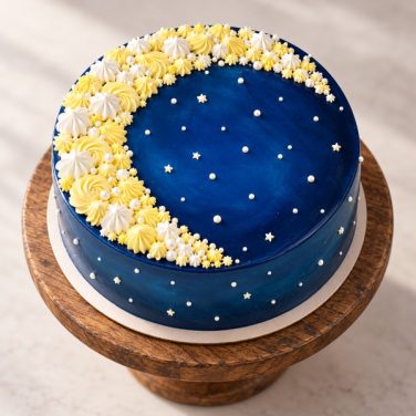 Moon shaped karva chauth cake