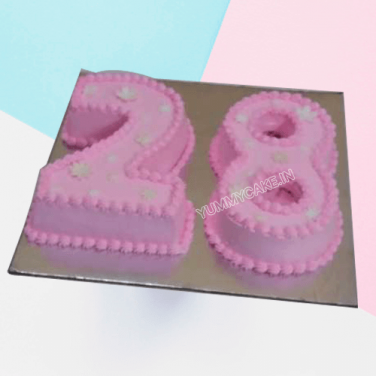 number theme 28th Birthday Cake