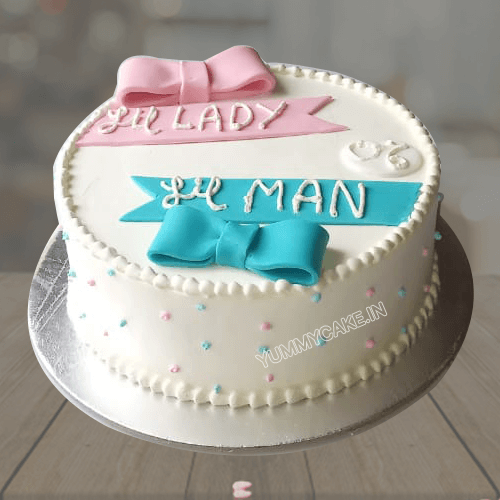 Cake For Twins Boy And Girl Design Yummycake