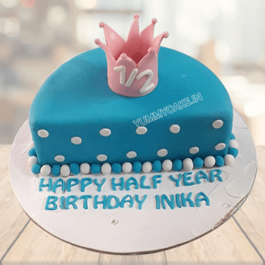 Half Birthday Cake with fondant crown