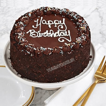 Chocolate birthday cake with choco chips