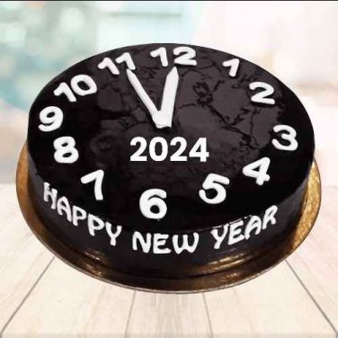 New Year clock cake 2024