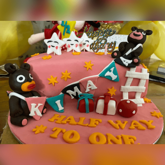 6 month birthday cake for baby girl