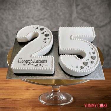 Elegant 25 Number Cake for Anniversary
