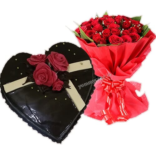 Chocolate cake with flowers