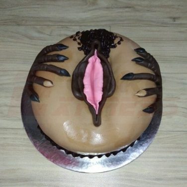 A cake with a woman's genitals on it