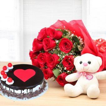 Rose Teddy Cake Combo