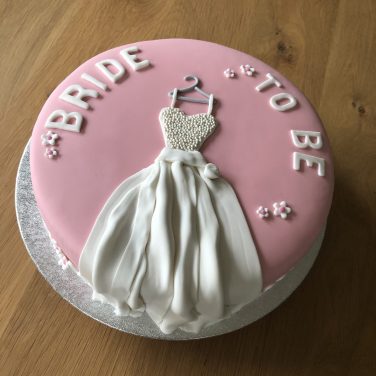 bride to be cake with white bridal dress