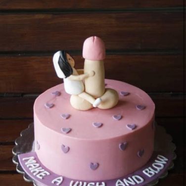 A penis on the top of the cake naughty bachelor cake for girl