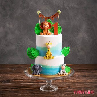 2 Tier Jungle Theme Cake