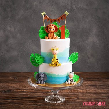2 Tier Jungle Theme Cake