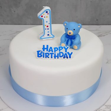 Cute Teddy 1st Birthday Cake