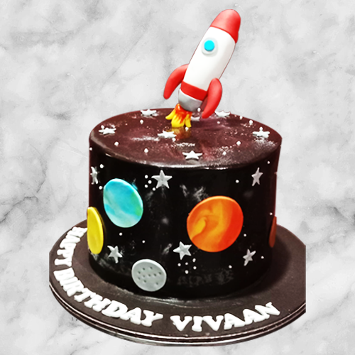 space theme birthday cake design