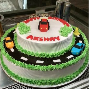 2 tier car birthday cake