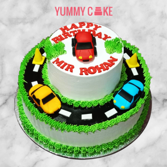 2 tier car birthday cake