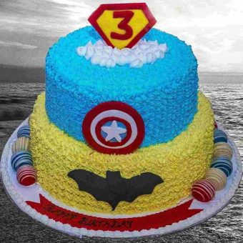 2 tier superhero cake