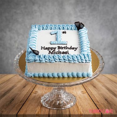 First Birthday Square Cake