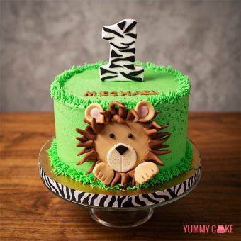 Lion Theme 1st Birthday Cake