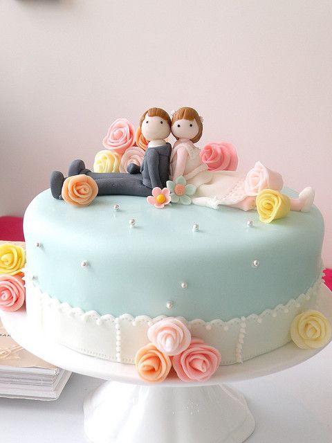 Cute Couple Engagement Cake