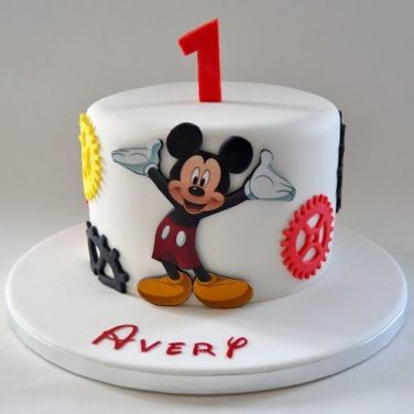 mickey mouse 1st birthday photo cake
