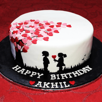 birthday love heart cake
