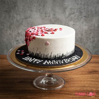 Happy Anniversary Hearts Cake