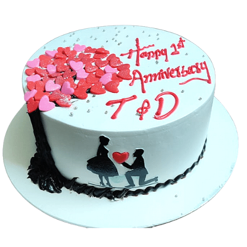 Heart Cake 1st Anniversary In Delhi NCR  Doorstep Cake