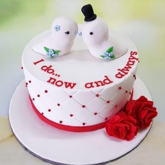 love birds anniversary cake